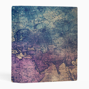 Vintage Purple Celestial World Map (13) Mini Binder