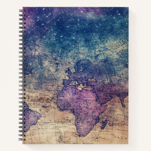 Vintage Purple Celestial World Map (13) Notebook