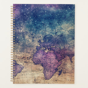 Vintage Purple Celestial World Map (13) Planner