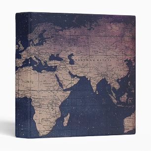 Vintage Purple Celestial World Map (5) 3 Ring Binder