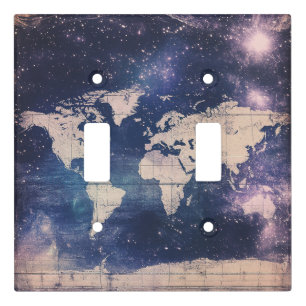 Vintage Purple Celestial World Map (8) Light Switch Cover