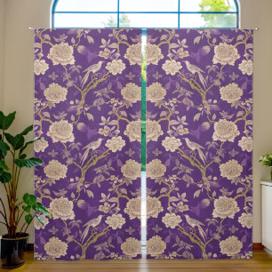 Vintage purple chinoiserie blackout curtains