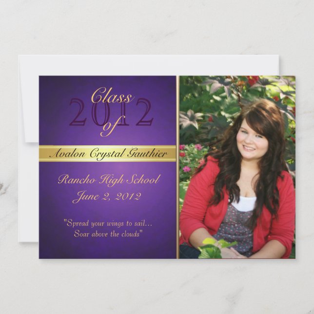 Vintage Purple Class Of  Graduation Invitations (Front)
