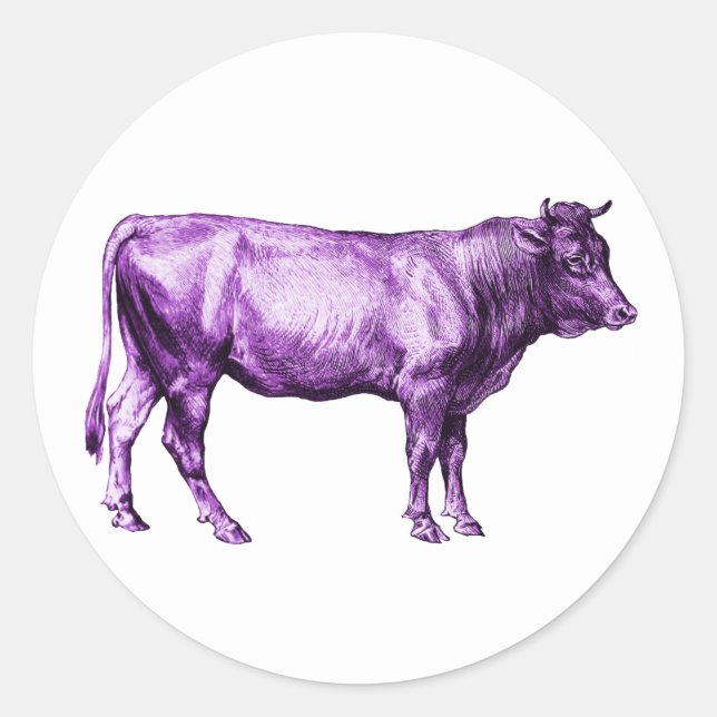 Vintage Purple Cow Stickers (Front)