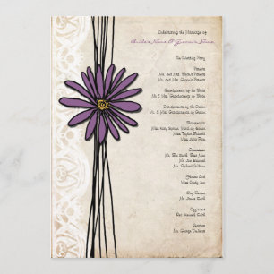 Vintage Purple Daisy Wedding Program
