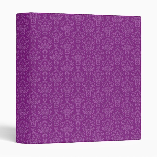 Vintage Purple Damask Pattern 3 Ring Binder (Front/Spine)