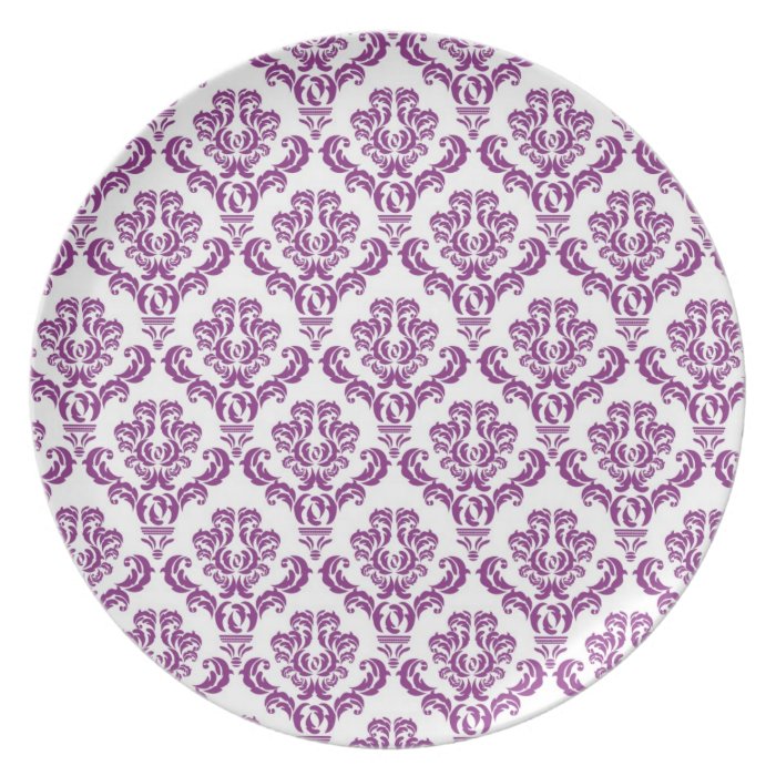 Vintage Purple Damask Pattern Plate