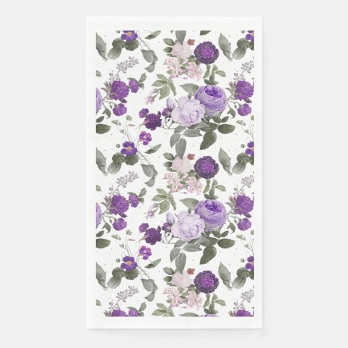 Vintage Purple Decorative Floral Disposable  Paper Guest Towels