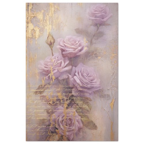 Vintage purple English roses gold foil baroque Tissue Paper