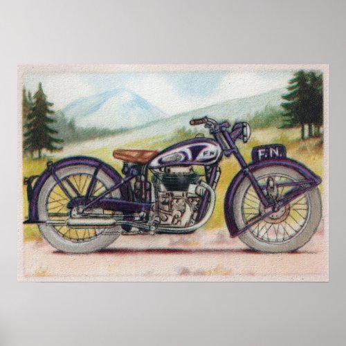 Vintage Purple FN Motorcycle Print