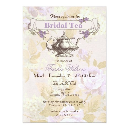 Vintage Tea Party Wedding Invitations 5