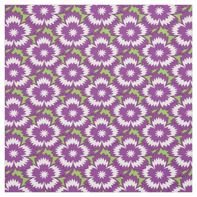 Vintage purple floral Dianthus Barbatus pattern Fabric (Swatch)