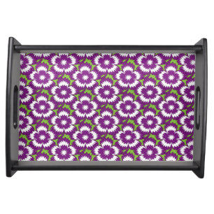 Vintage purple floral Dianthus Barbatus pattern Serving Tray