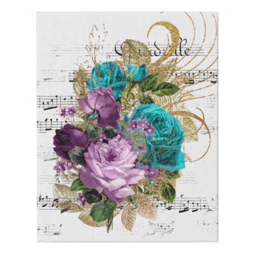 Vintage Purple Floral Faux Canvas Print