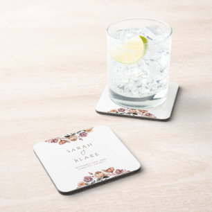 Vintage Purple Floral Garden Wedding Favor Beverage Coaster