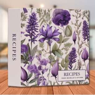 Vintage Purple Floral Lavender Recipe Cookbook 3 Ring Binder