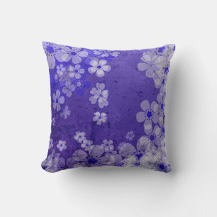 Vintage Purple floral pattern Throw Pillow