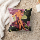 vintage purple floral retro pin up girl throw pillow (Blanket)
