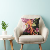vintage purple floral retro pin up girl throw pillow (Chair)