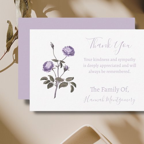 Vintage Purple Floral Sympathy Thank You Cards