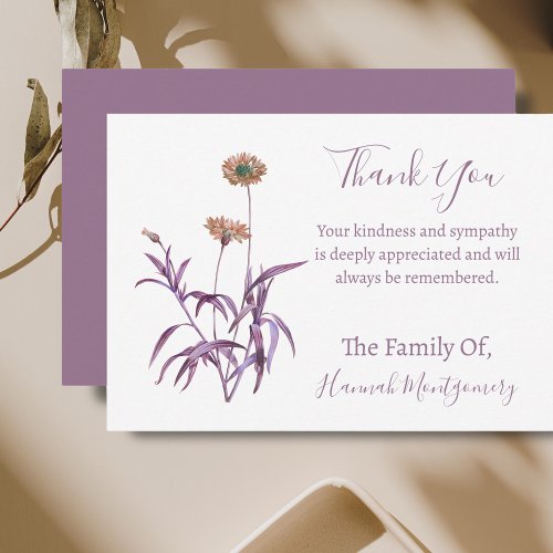 Vintage Purple Floral Sympathy Thank You Cards