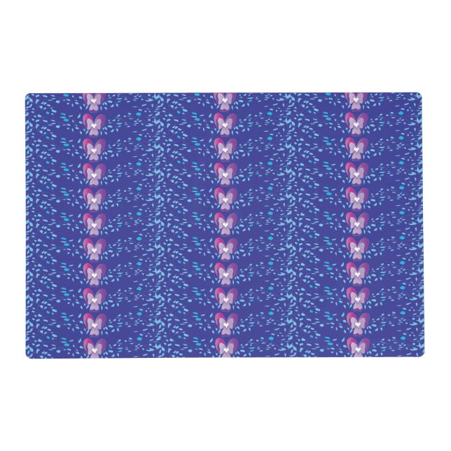 Vintage Purple Floral Violets wallpaper pattern Placemat (Front)