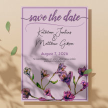 Vintage Purple Floral Watercolor Wedding