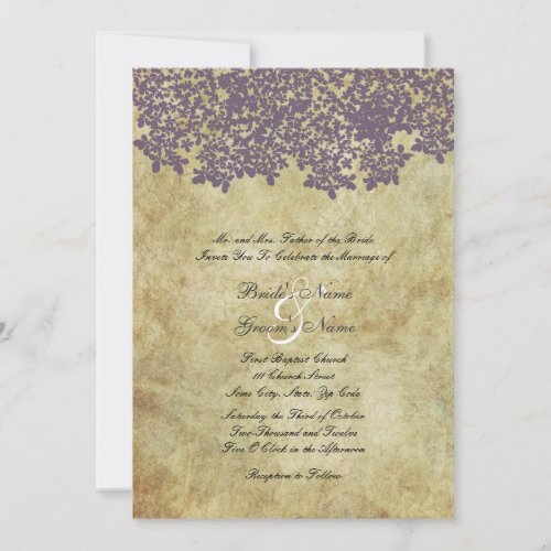 Vintage Purple Floral Wedding Invitations