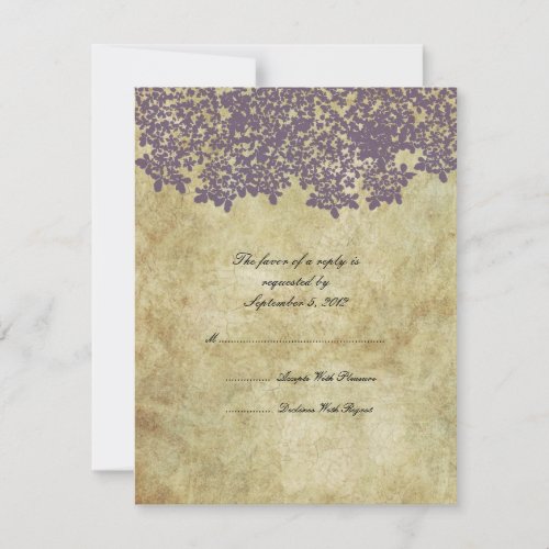 Vintage Purple Floral Wedding RSVP