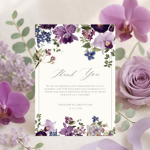 Vintage Purple Floral Wedding Thank You Card