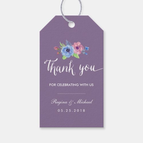 Vintage Purple Floral Wedding Thank You Gift Tag