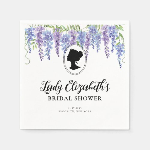 Vintage Purple Florals Regency Era Bridal Shower Napkins