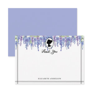 Vintage Purple Florals Regency Era Bridal Shower  Thank You Card