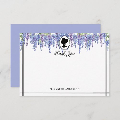 Vintage Purple Florals Regency Era Bridal Shower  Thank You Card