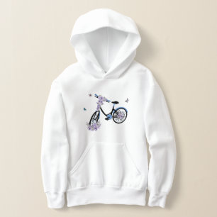 Vintage Purple Flower Blue Bicycle Pink Butterfly Hoodie