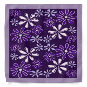 Vintage Purple Flower Doodle Pattern Bandana