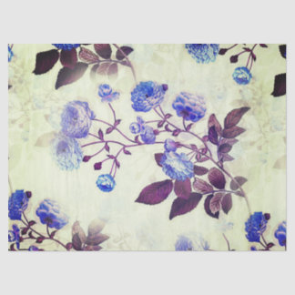 Vintage Purple Flower Print on Green Tissue Paper