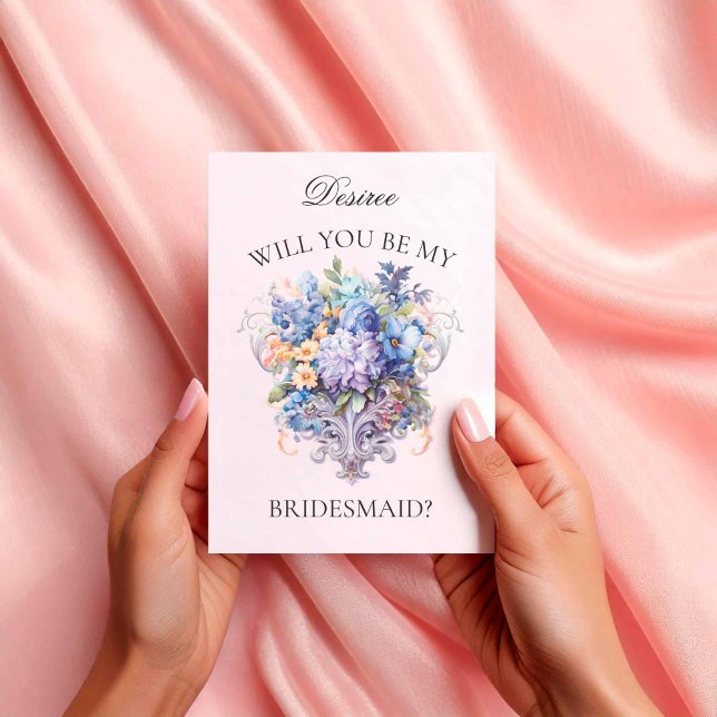 Vintage Purple Flowers Bridesmaid Proposal Invitation (Creator Uploaded)