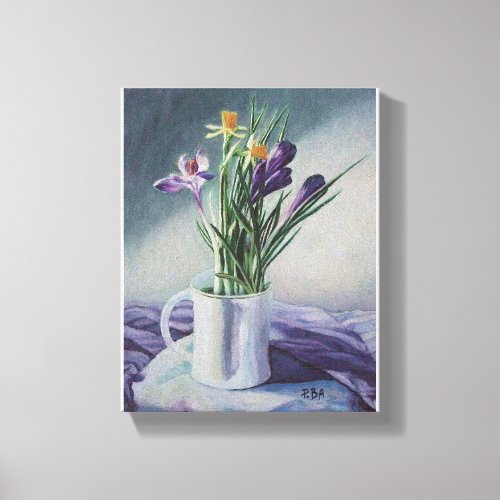 Vintage purple flowers fine art Canvas by PolaBA