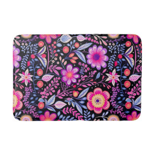 Vintage Purple Flowers Shabby Chic Floral Bath Mat
