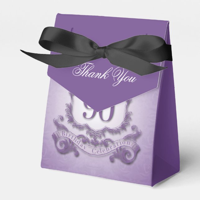 Vintage Purple Frame 90th Birthday Favor Box (Front Side)