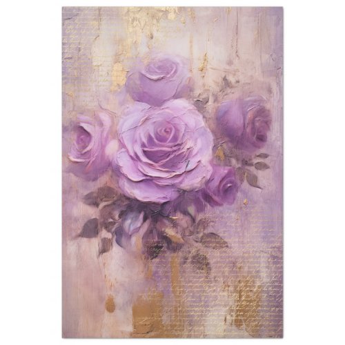 Vintage purple French roses gold foil baroque Tissue Paper