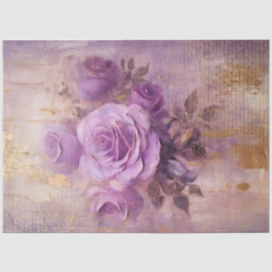Vintage purple French roses gold foil baroque Tissue Paper