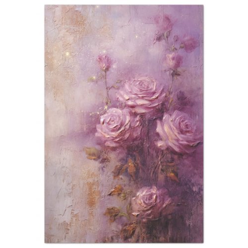 Vintage purple French roses gold foil grunge wall Tissue Paper