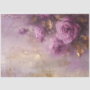 Vintage purple French roses gold foil grunge wall Tissue Paper
