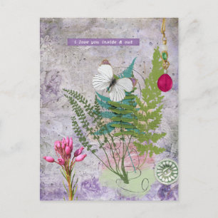Vintage Purple garden  Postcard
