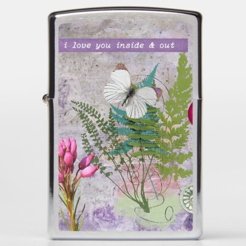 Vintage Purple Garden Tote Bag Zippo Lighter