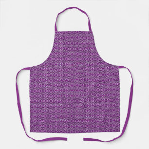 Vintage Purple Geometric Floral Pattern Apron