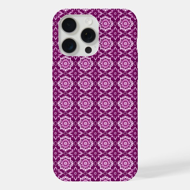 Vintage Purple Geometric Floral Pattern Iphone Case (Back)