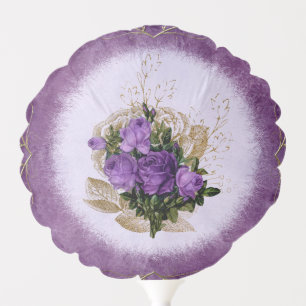 Vintage Purple Gold Floral Balloon